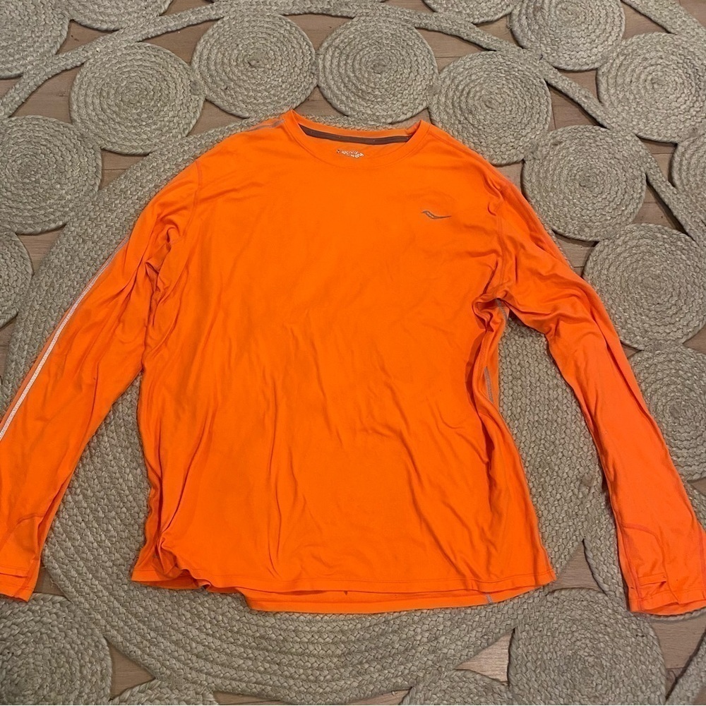 Saucony running long sleeve mens XXL orange neon
